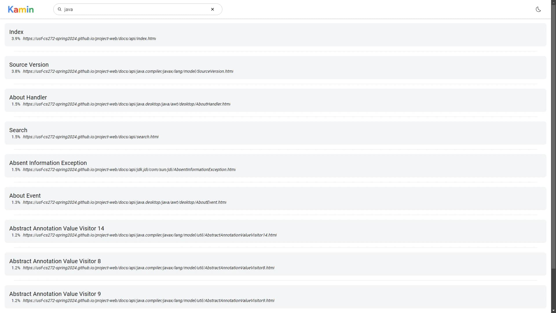 Search Engine - The backend is Multithreaded and uses a custom-build inverted index algorithm to search through thousands of webpages.