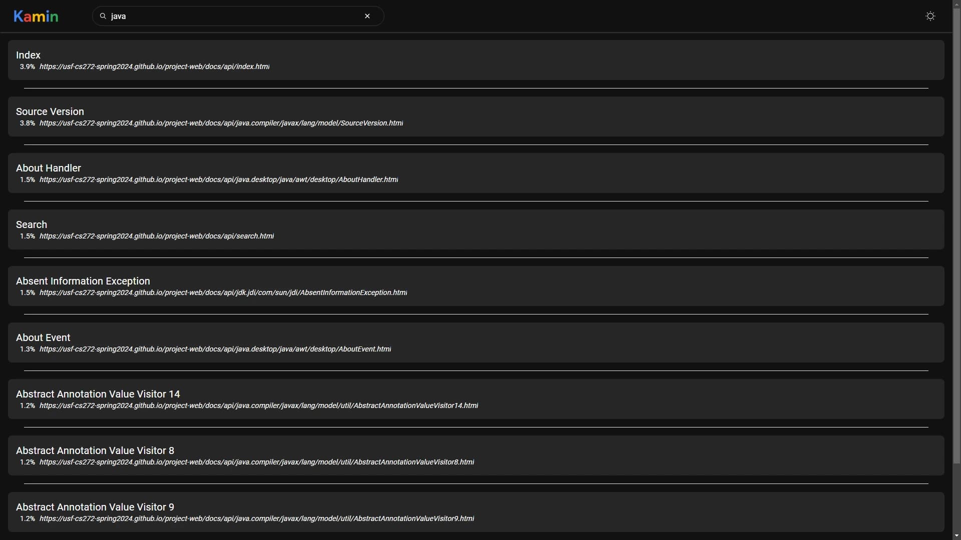 Search Engine - Give it a root url and the search engine will crawl the subpages linked within and index them automatically.